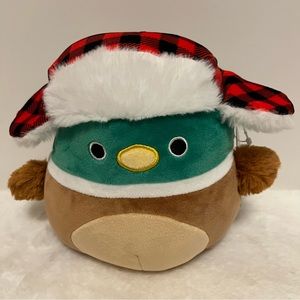 Squishmallow Avery Mallard Duck 🦆, Checkered Trapper Hat, Winter ❄️, 7.5” New
